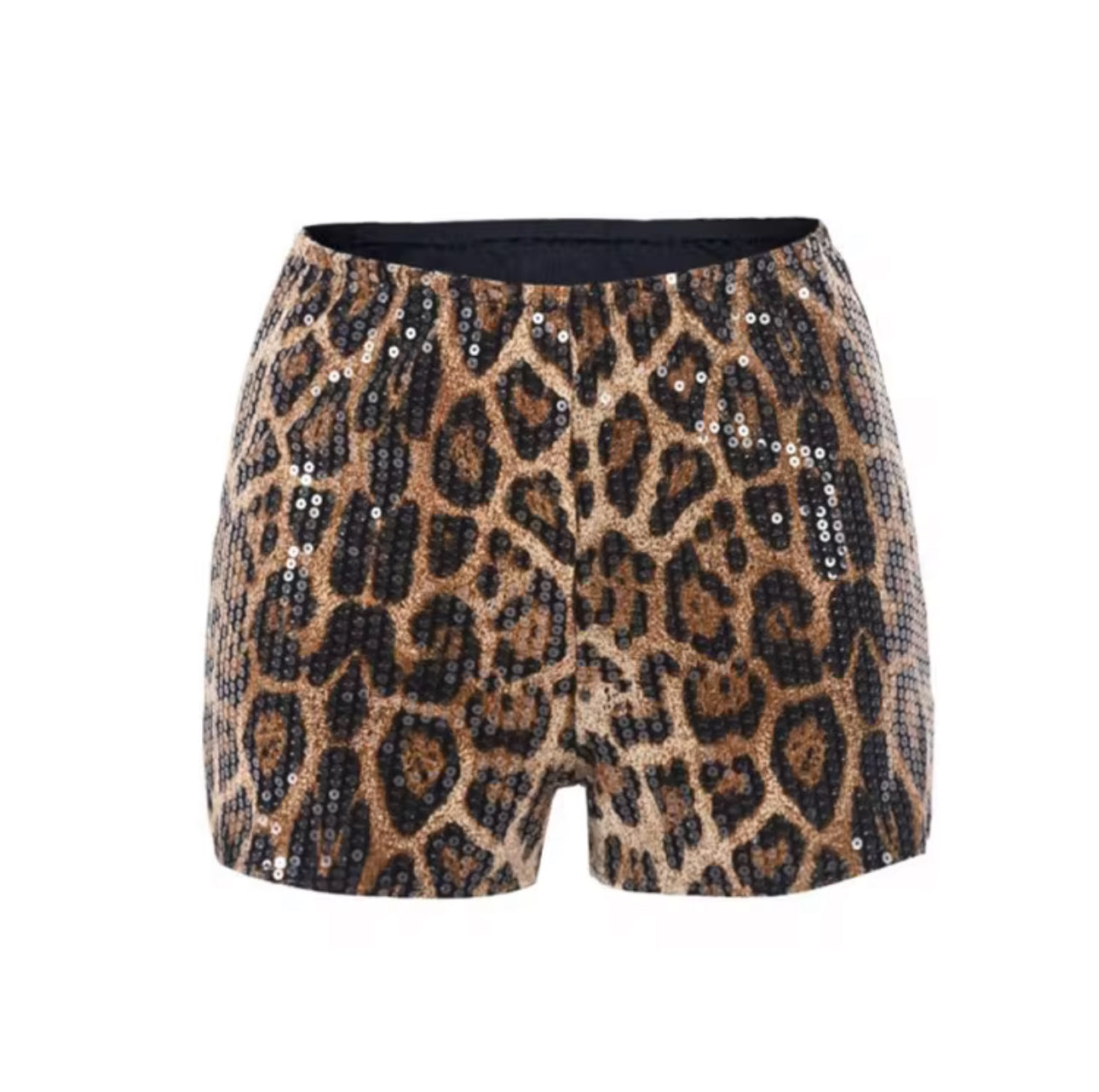 Sequins Leopard Print Shorts